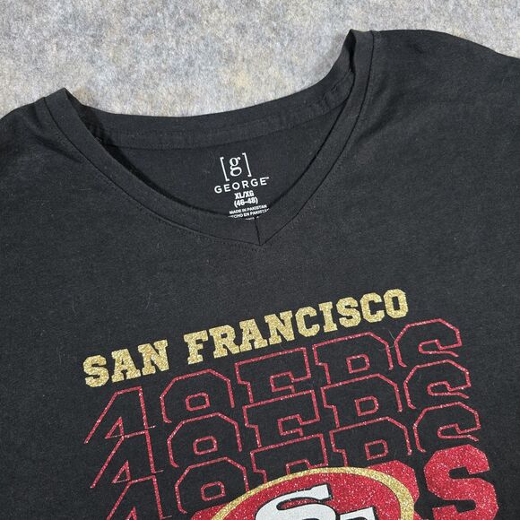 San Francisco 49ers Pro Football George Black Soft Logo T-Shirt Men's XL NFL - Picture 1 of 11